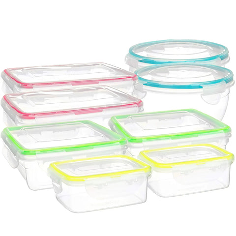 16 Piece Clip Lock Food Storage Set With Airtight Lids For Meal Prep And Kitchen Organization Microwave And Dishwasher Safe BPA Free Containers