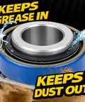 Two Pack HD Switch Front Wheel Bearing Rebuild Kit With Spring Loaded Seals for Mowers, close-up of bearing and seal