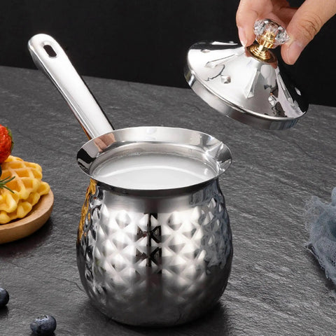Stainless Steel Turkish And Arabic Coffee Pot 600ml 20oz Cezve Briki Ibrik With Eagle Spout Comfortable Handle Dustproof Lid