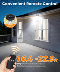 Solar Fence Lights With 526 LEDs, Motion Sensor installed on house facade, remote control in hand, lit in cool white 6000K