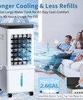 Rapid Cool Portable Evaporative AC Unit With Removable 2.6 Gallon Water Tank, family relaxing in living room.