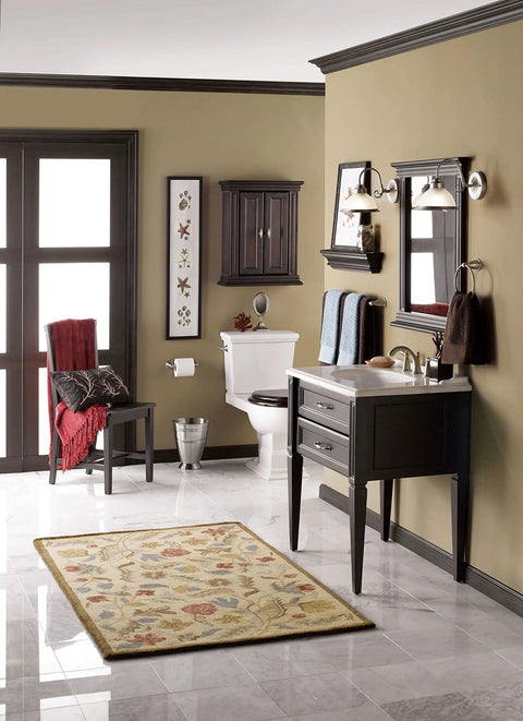 Modern bathroom interior with Brantford Double Post Spring Loaded Toilet Paper Holder Chrome Finish for easy roll changes.
