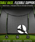 11 X 8 Ft Golf Net With HD Impact Screen And Target Cloth Five Ply Impact Resistant Netting showing stable base and flexible support
