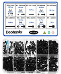 Top Shelf Pro Stash 641 Piece Metric Machine Screws And Bolts Assortment Kit Featuring M2 M2.5 M3 M4 M5 Phillips Bolts And Nuts 304 Stainless Steel With Flat Washers Black Oxide Coating Storage Case displayed in a clear organizer.