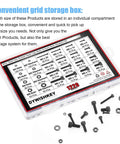 1220 Piece M2 M3 M4 M5 Hex Socket Head Cap Bolts Set With Nuts Washers Screws And Hex Wrenches In Twelve Point Nine Grade Alloy Steel Heavy Duty Kit with labeled storage box