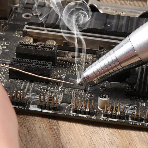 Extra Easy Silver Solder Wire For Jewelry Repair Kit With 1mm Medium Density Welding Wire Tools in use on a circuit board