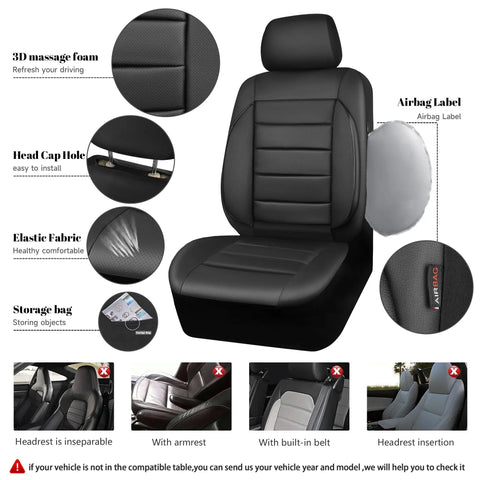 Leather Seat Covers Full Set Universal Water Resistant With 3D Foam Back Support For SUV Sedan Van All Season Dope Comfort And Luxury Airbag Compatible Pure Black