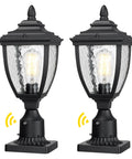 Outdoor Post Lanterns Dusk To Dawn Exterior Lamp Post Light With Pier Mount Base In Black Cast Aluminum And Water Glass Classic Lantern Design For Pillars Posts And Walkways, pack of 2