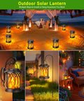 4 Pack Solar Lanterns Outdoor Lights With Upgraded Flickering Flame for patio and garden decor in a cozy outdoor setup