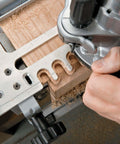 Deluxe 12 Inch Dovetail Jig For Woodworking And Cabinet Making Pro Grade Router Jig Kit while in use, showing precise joint cutting