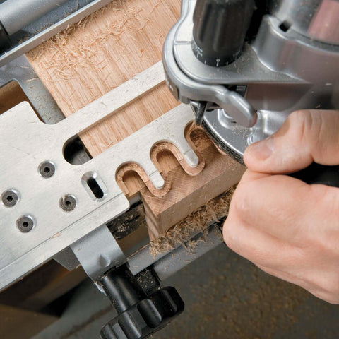 Deluxe 12 Inch Dovetail Jig For Woodworking And Cabinet Making Pro Grade Router Jig Kit while in use, showing precise joint cutting
