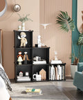 Six Cube Storage Organizer Set For Wardrobe And Home, Stackable Plastic Cubes Shelves with decor in living room