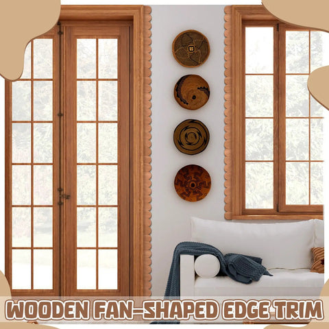 Natural Unfinished Scalloped Wood Trim With Wavy Edges And 10 Small Curves Per Piece, 40x4cm trim around windows.