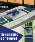 41 Inch Wide Industrial Dry Mop For Heavy Duty Cleaning with long handle and 360° swivel on hardwood floor