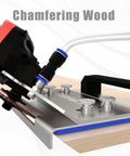 Versatile 45 Degree Tile Chamfering Tool Stand For Angle Grinders in use chamfering wood with cooling tube