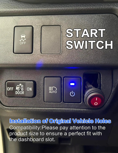 12V Blue LED Push Button Switch Waterproof Toggle With 4 Wire Connector Kit For Car Modifications Start Button