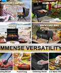 Image showcasing the Portable Charcoal Grill Set for Outdoor Grilling and Camping, Compact Tabletop Barbecue with tools and accessories.