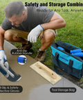 Man using Pro Grade Concrete Trowel Set With Wood Float And 10 Piece Masonry Tool Kit Including Flat Finishing Trowel.