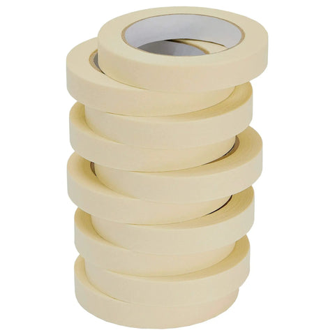 Masking Tape Pack 10 Rolls, 0.75 Inch By 55 Yards, Beige And White General Purpose Tape for DIY Painting and Crafts
