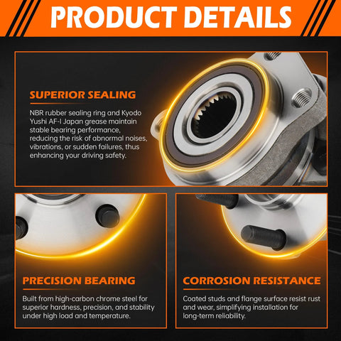 Front Wheel Bearing Hub Assembly For Subaru Legacy And Outback 2005 Through 2014 With ABS 5 Lug Wheel Hub Replacement details