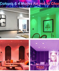 LED Recessed Ceiling Lights 4 To 5 Inch 10W Lit Color Changing Dimmable RGB Downlights in room settings