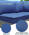 Outdoor Replacement Cushions for Patio Furniture 14 Piece Deep Blue Sofa Cushion Set Water Resistant for Rattan Wicker Sectional