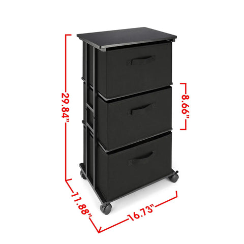 Three Drawer Fabric Dresser Tower With Sturdy Metal Frame For Bedroom And Closet Storage Black Vertical Organizer Unit For Home Office