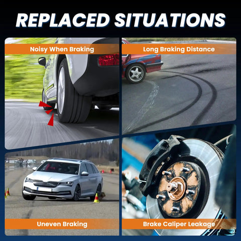 Scenarios showing noisy braking, long braking distance, uneven braking, brake caliper leakage before using Two Pack Front Disc Brake Caliper Assembly With Bracket For Chevy Avalanche Silverado 1500 Suburban Tahoe Express GMC Sierra 1500 Yukon XL Cadillac Escalade ESV EXT