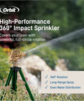 Beefed Up Heavy Duty Zinc Tripod Impact Sprinkler With 360 Degree Rotation And Adjustable Height High Pressure Nozzle in action