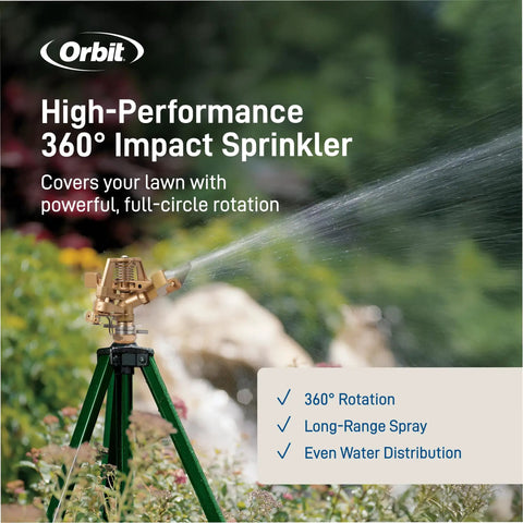 Beefed Up Heavy Duty Zinc Tripod Impact Sprinkler With 360 Degree Rotation And Adjustable Height High Pressure Nozzle in action