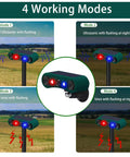 Solar Indoor Outdoor Motion Sensor Alarm With 129dB Siren Ultrasonic Security Alarm Four Modes Red And Blue Strobe Light Weatherproof Yard Garden Farm Guard No Fuss Setup 2 Pack, 4 modes display