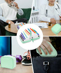 Waterproof Pill Organizer Set With 14 Color Coded Pouches Twice Daily Large Pill Holder For Seven Days on table and in bag use