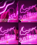 Just Relax Pink LED Neon Sign For Wall Decor Bedroom Game Room Party Bar USB Powered With Dimmable Switch Bright Neon Light
