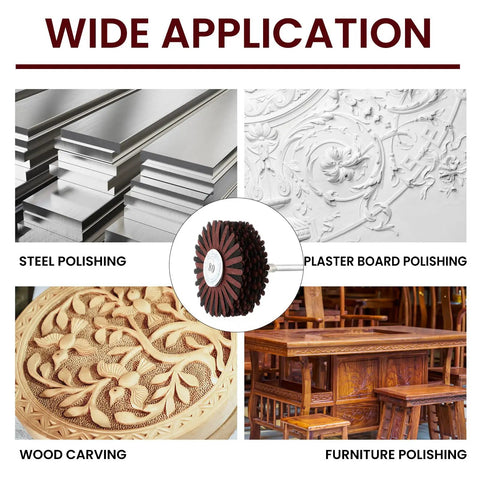 7 Piece Abrasive Cloth Flap Wheel Set With One Quarter Inch Shank for steel, plasterboard, wood, and furniture polishing