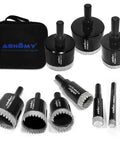 ASNOMY 10-piece diamond hole saw set with EVA case for porcelain tile, glass, ceramic, stone