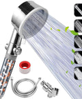 High Pressure Handheld Filtered Shower Head With 59 Inch Stainless Hose, Brass Bracket, 6 Spray Modes, Water Saving Filtration