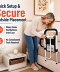 Heavy Duty Bed Rails for Elderly and Seniors Safe Bed Cane with 350LBS Capacity ASTM F318624 Certified in use by woman near bed