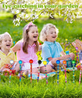 Awesome DIY Fairy Wand Garden Stakes Kit Includes 230pcs Colorful Beads And Complete Parts, kids enjoying colorful garden stakes.