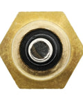 Top Shelf Engine Coolant Temperature Sender Featuring Precision Brass Construction and Factory Calibrated Sensors, hexagonal view, leak-proof design.