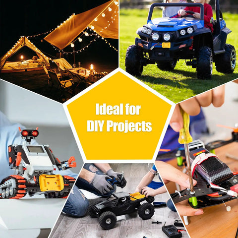 DeWalt 20V Battery Adapter With Beefy 14 Gauge Wire And Fuse Protection, Ideal for DIY projects like robotics and power wheels