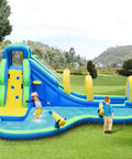 Inflatable Water Slide With Splash Pool, Arch, Climbing Wall And Two Water Cannons, Giant Backyard Water Park For Kids