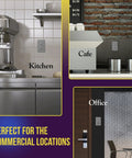 Screwless Decorator Wall Plate 1-Gang Gray Glossy Outlet Cover in kitchen, cafe, and office settings
