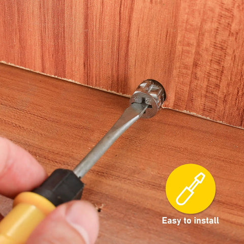 80Pcs Furniture Cam Lock Connectors Set For Cabinets And Drawers Zinc Alloy Cam Lock Nuts Fasteners shown installed in wood