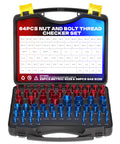 64 Piece Thread Gauge Set For Nuts And Bolts Standard And Metric Sizes With Detachable Size Identifier open case view