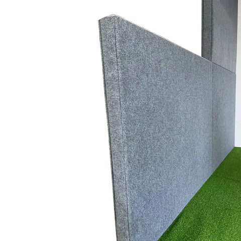 Modular Golf Simulator Enclosure With Premium Panel Wall System For Indoor Cages Impact Screen And Turf Flooring, grey panels