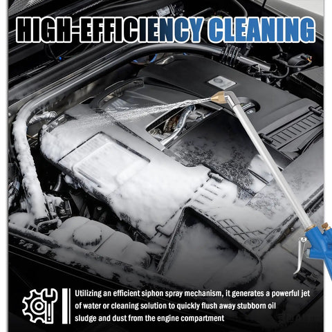 High Pressure Pneumatic Engine Cleaning Gun With Bent Nozzle And 3.93Ft Hose For Deep Auto Engine Cleaning, Professional Car Air Blow Gun For Most Vehicles used on foam-covered engine bay