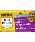 Milk Chocolate Morsels For Baking 23 Ounce Gluten Free Chocolate Chips package with cookies and double morsels image