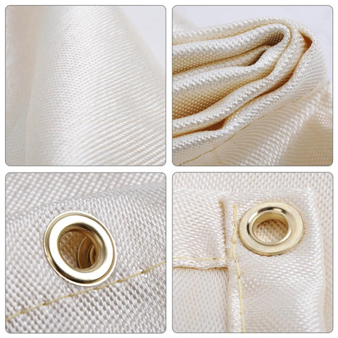 Close-up of 4 Feet By 6 Feet Welding Blanket Heavy Duty Flame Retardant Fiberglass Safety Shield With Brass Grommets