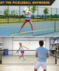 Wheeled Pickleball Net Set With Regulation 22 Foot And 11 Foot Half Court Sturdy Metal Frame Easy Carry Bag for outdoors and indoors