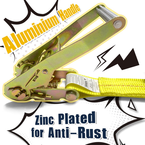 Close-up of ratchet mechanism with aluminum handle for 2 Inch By 27 Feet Ratchet Strap Tie Downs With J Hook Ends
